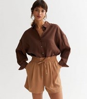 New Look Light Brown Shirred Waist Drawstring Shorts